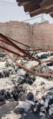 Fire Affected Stock of Cotton Waste & Building Metal Material